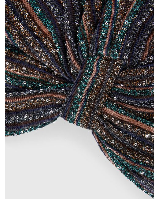 Missoni Black Ribbed Lamé Viscose Turban With Sequins