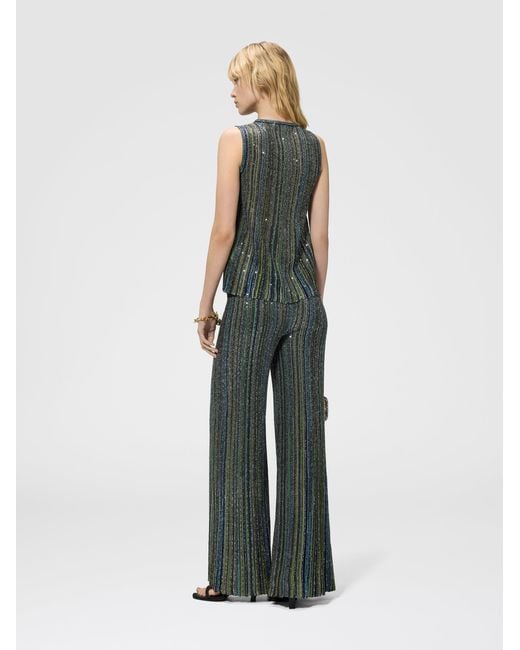 Missoni Green Sleeveless Ribbed Top With Sequins
