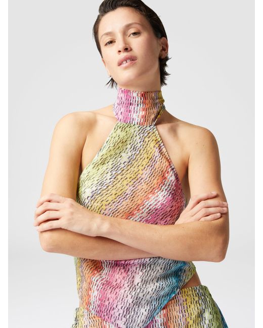 Missoni White Sleeveless Turtleneck Top