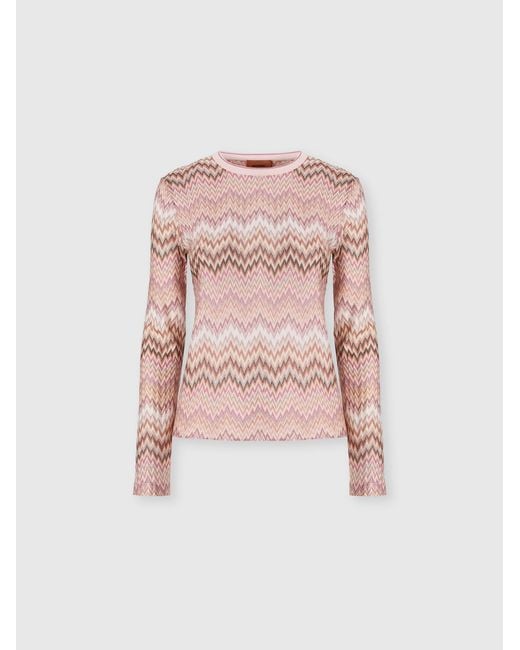 Missoni Pink Long-Sleeve Viscose Sweater With Snake Motif, & Multicoloured