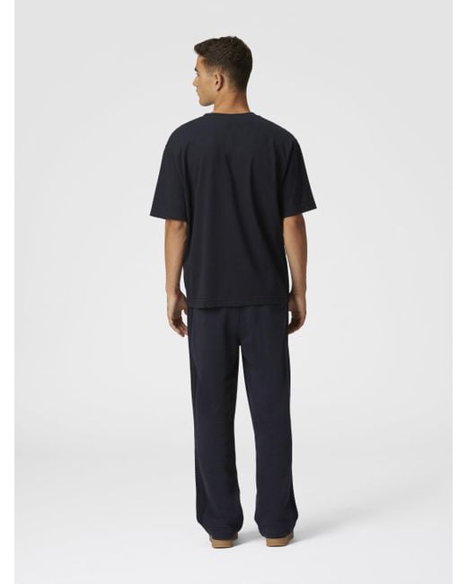 Missoni Blue Cotton Joggers With Zig Zag Embroidery for men