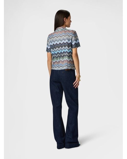 Missoni Blue Snake-Pattern Viscose Bowling Shirt