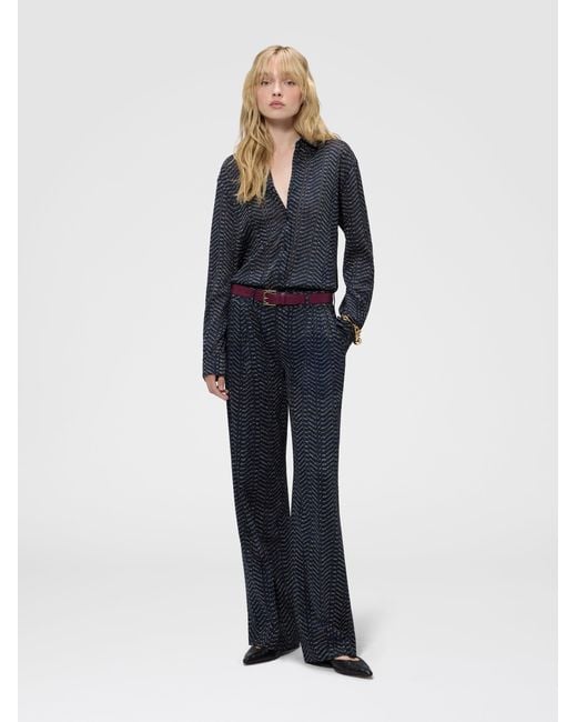 Missoni Blue Viscose Lamé Shirt With Greek Key Motif