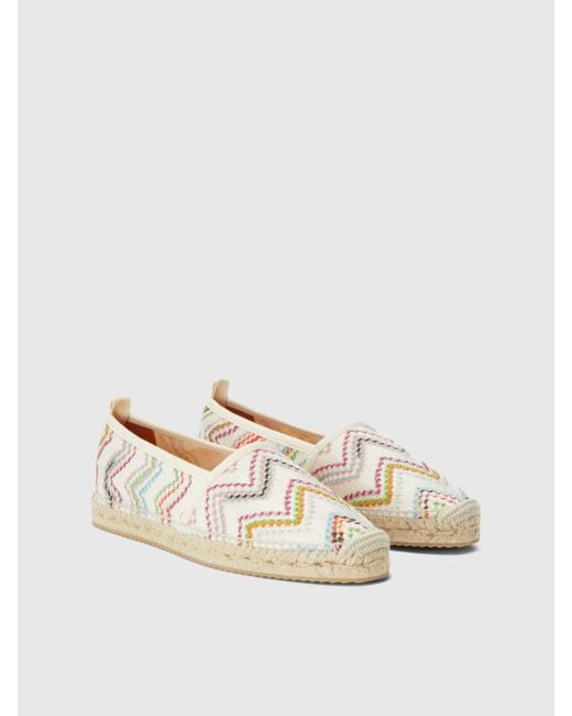 Missoni Natural Zig-Zag Pattern Espadrilles With Jute Sole
