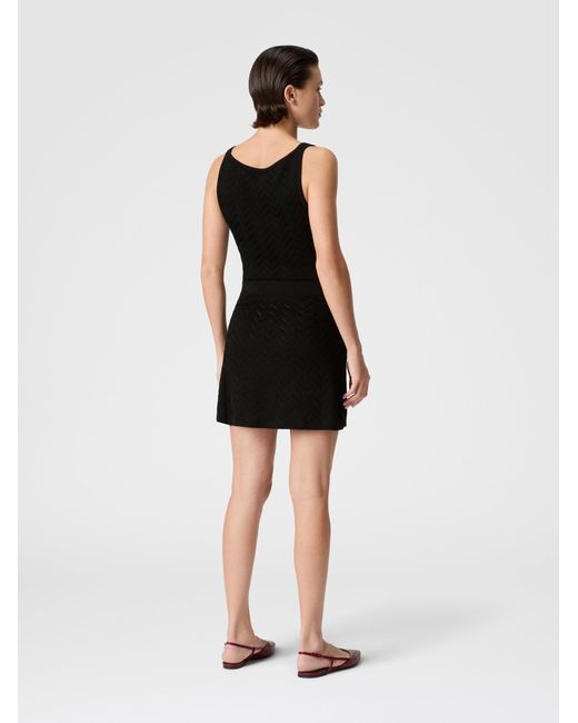 Missoni Black Stretch Chevron Cotton And Viscose Tank Top