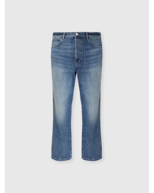 Missoni Blue Five-Pocket Cotton Denim Trousers With Zigzag Embroidery for men
