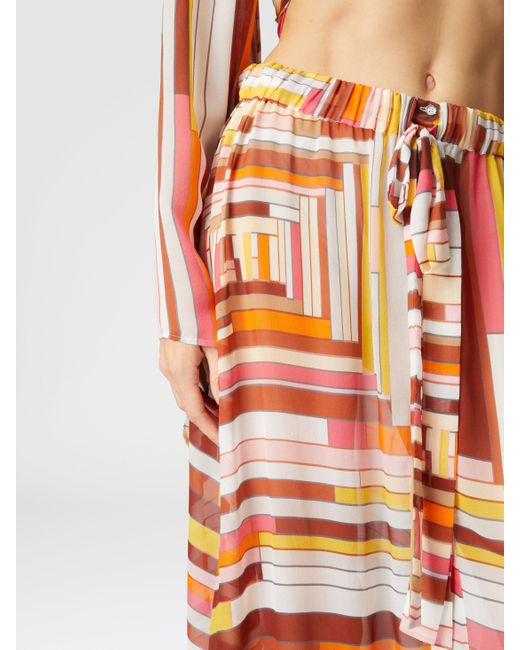 Jupe Longue Recouverte En Soie Imprimée Avec Fermeture Sur Le Devant, Femme, Taille Missoni en coloris Orange