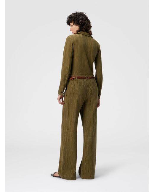 Missoni Green Tailored Pants With Zigzag Pattern