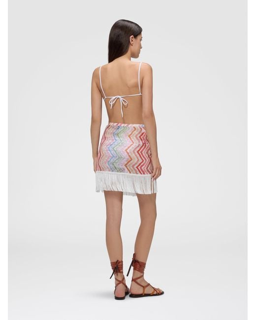 Missoni White Wrap Mini Skirt With Zig Zag Print