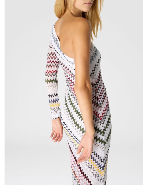 Missoni White One-Shoulder Viscose And Cotton Gown