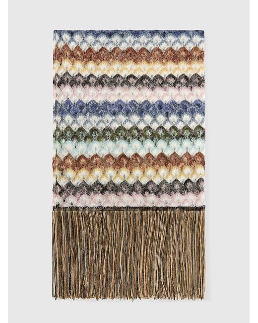 Missoni Multicolor Viscose Lamé Stole With Fringes And Lace Motif