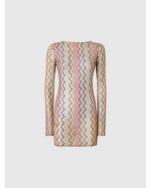 Missoni White Long-Sleeved T-Shirt With Irregular Zig Zag Print