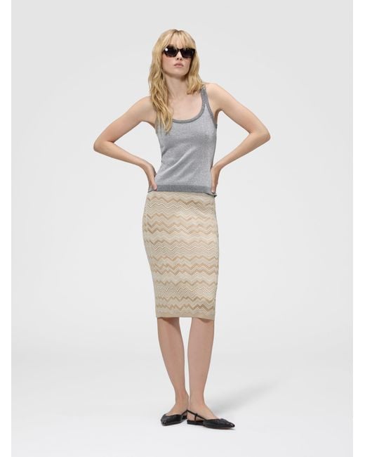 Missoni Natural Chevron Wool And Viscose Mini Skirt