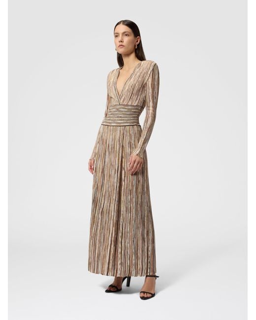 Missoni Natural Long Ribbed Viscose-Blend Dress With Sequins