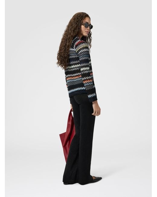 Missoni Black Lamé Fabric Flare Trousers
