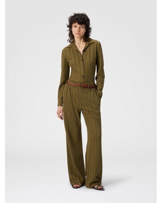 Missoni Green Tailored Pants With Zigzag Pattern