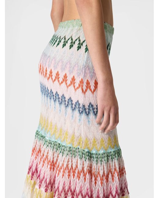 Missoni White Long Skirt With Ruffles And Lace Motif