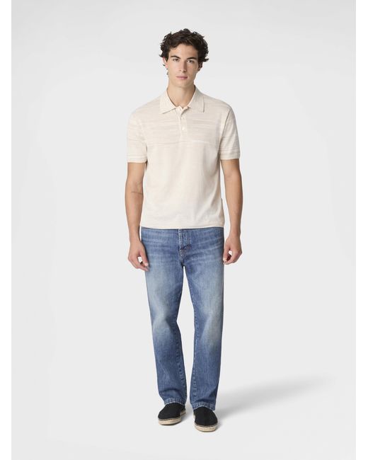 Missoni White Flamed Mercerized Cotton Polo Shirt for men