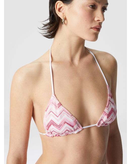 Missoni Pink Slub Zigzag Viscose Blend Bikini