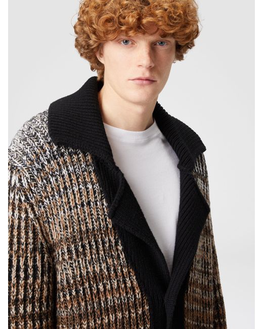 Missoni Cardigan Aus Melierter Wolle Mit Kontrastierender Paspel, Herren, Größe in Brown für Herren