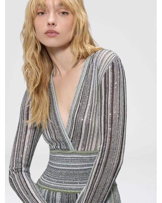 Missoni Gray Midi Dress With V-Neck
