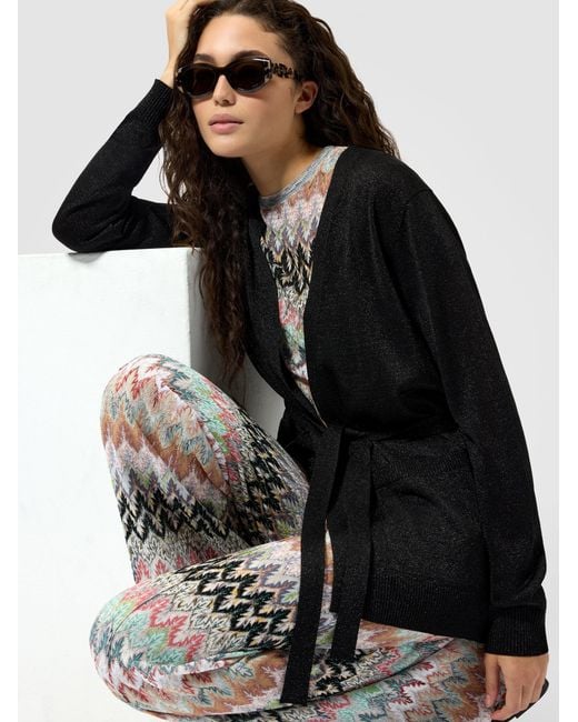 Missoni Black Lamé Fabric Cardigan With Belt