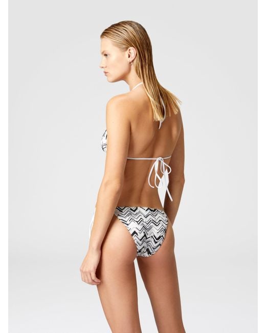 Missoni White Slub Zickzack-Bikini Aus Viskosemischung, Damen, Größe