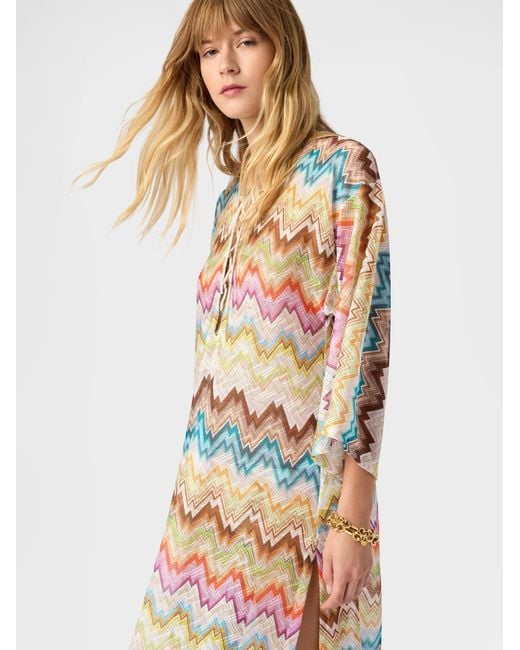 Missoni Multicolor Caftan Cover-Up With Irregular Zig Zag Print