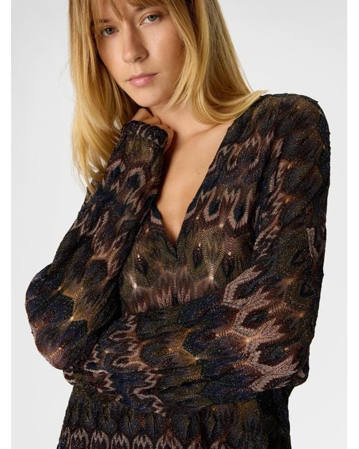 Missoni Black Viscose Lamé Blouse With Arabesque Motif