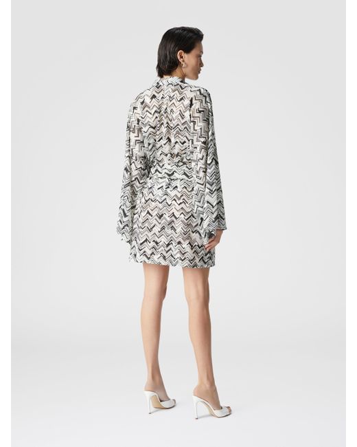 Missoni White Slub Zigzag Viscose-Blend Cover-Up Kimono With Belt