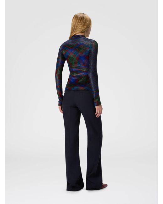 Missoni Blue Turtleneck Sweater With Flame Pattern