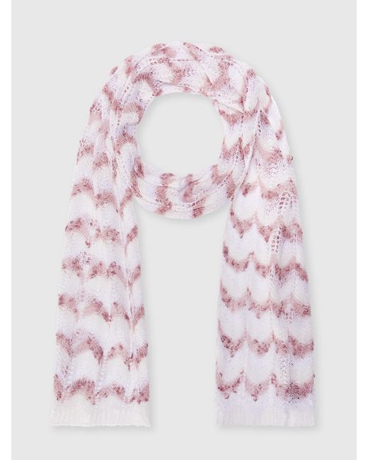 Missoni Pink Knit Scarf With Chevron Pattern