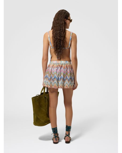 Missoni White Zig Zag Tulle Tank Top With Back Cut-Out