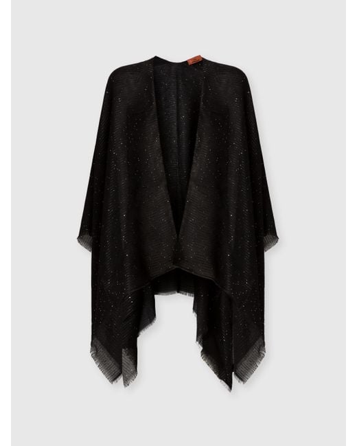 Missoni Black Viscose Blend Cape With Luminous Details