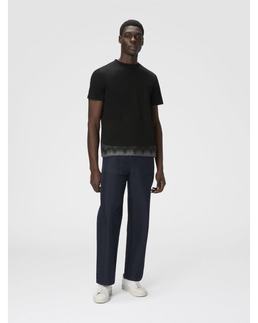 Missoni Black Short Sleeve T-Shirt With Irregular Zigzag Insert for men