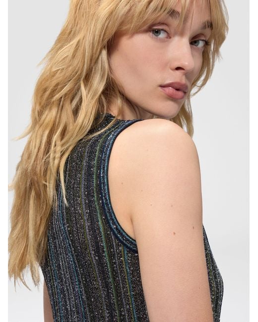 Missoni Green Sleeveless Ribbed Top With Sequins