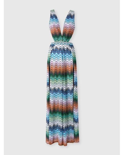 Missoni White Long Jumpsuit With Greek Motif