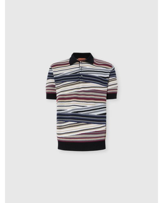 Missoni Kurzarm-Poloshirt Mit Knöpfen Und Gestreiftem Zickzack, Herren, Größe in White für Herren
