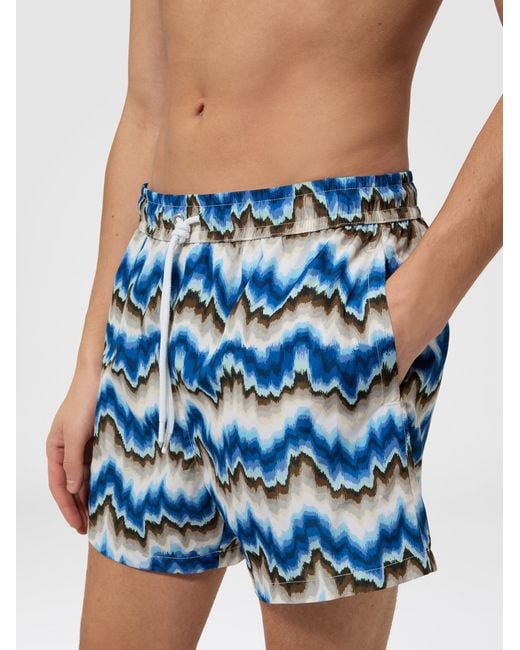 Missoni Blue Printed Swim Shorts With Drawstring Waist for men