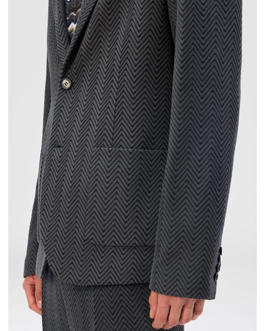 Missoni Black Single-Breasted Jacket With Zigzag Pattern for men