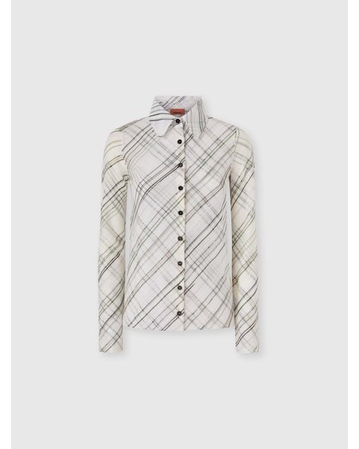 Missoni Women's White Tartan Criss-Cross Shirt