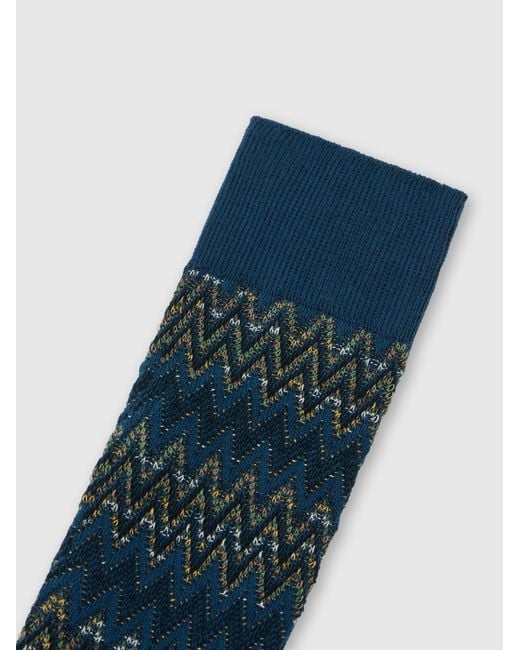 Missoni Blue Cotton-Blend Ankle Socks for men