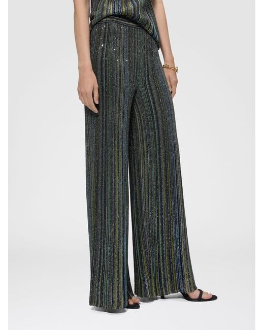 Missoni Gray Ribbed Palazzo Trousers With Sequins