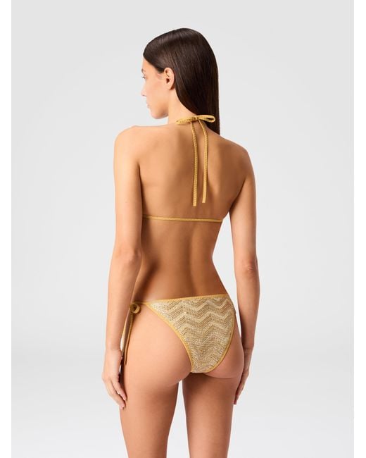 Missoni White Triangle Mesh Bikini With Zigzag Pattern And Sequins