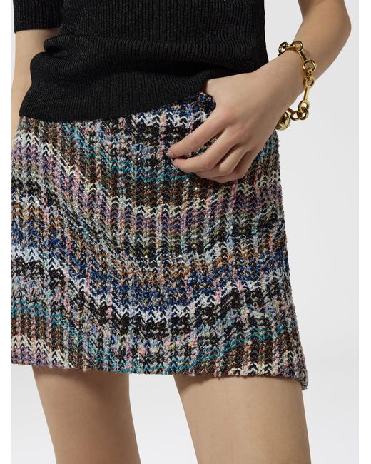 Missoni Gray Wool-Blend Lamé Mini Skirt With Sequins
