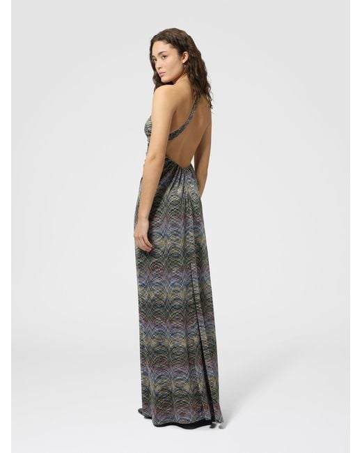 Missoni White One-Shoulder Space-Dye Viscose Long Dress
