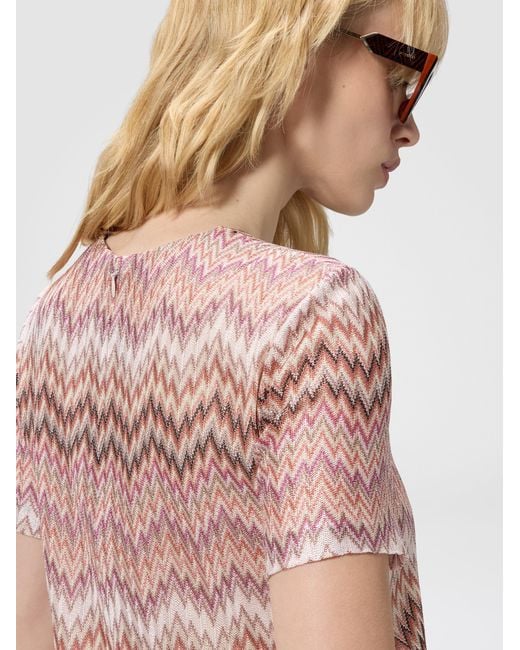Missoni Pink Short-Sleeve Viscose Mini Dress, & Multicoloured