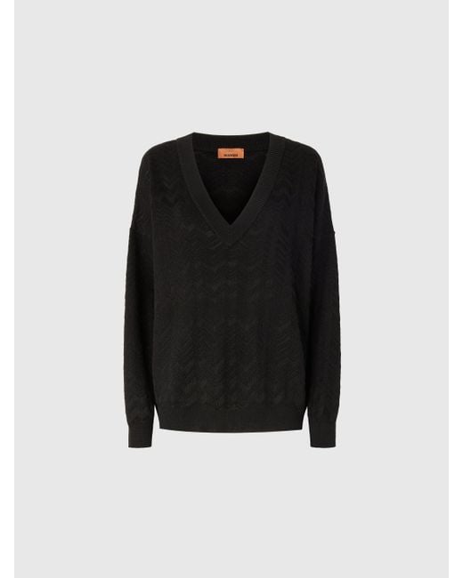 Maglia Oversize Con Scollo A V di Missoni in Black
