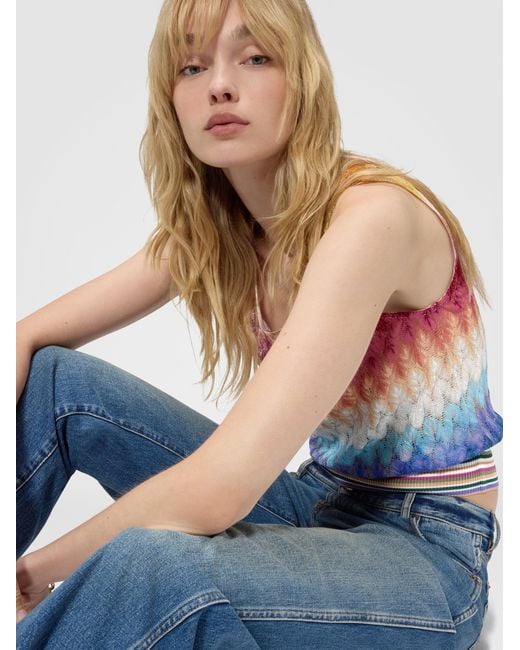 Missoni White Sleeveless Dégradé Viscose Top