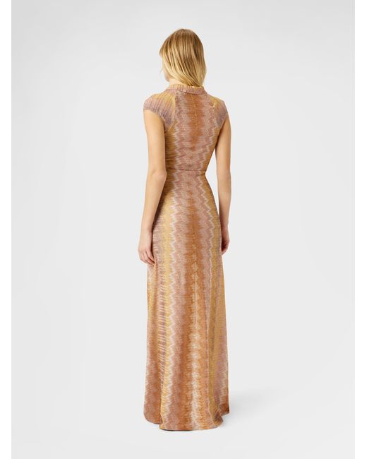 Missoni Natural Viscose Lamé Snake-Pattern Gown With Tie Neckline